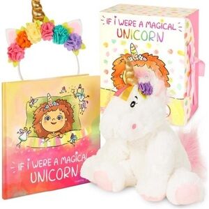 Enchanting Unicorn Plush Toy with Book and Headband